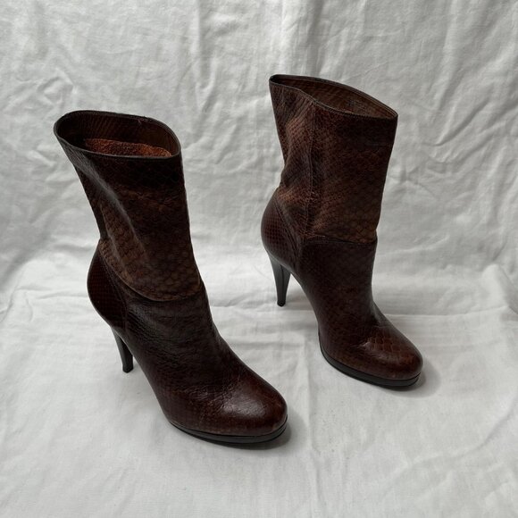 Cole Haan Nike Air Womens Brown Scale Print Leather High Heel Ankle Boots 7 - Picture 10 of 11